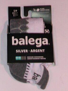 Balega Antimicrobial Silver No Show Socks Women's Small NWT Silver/White